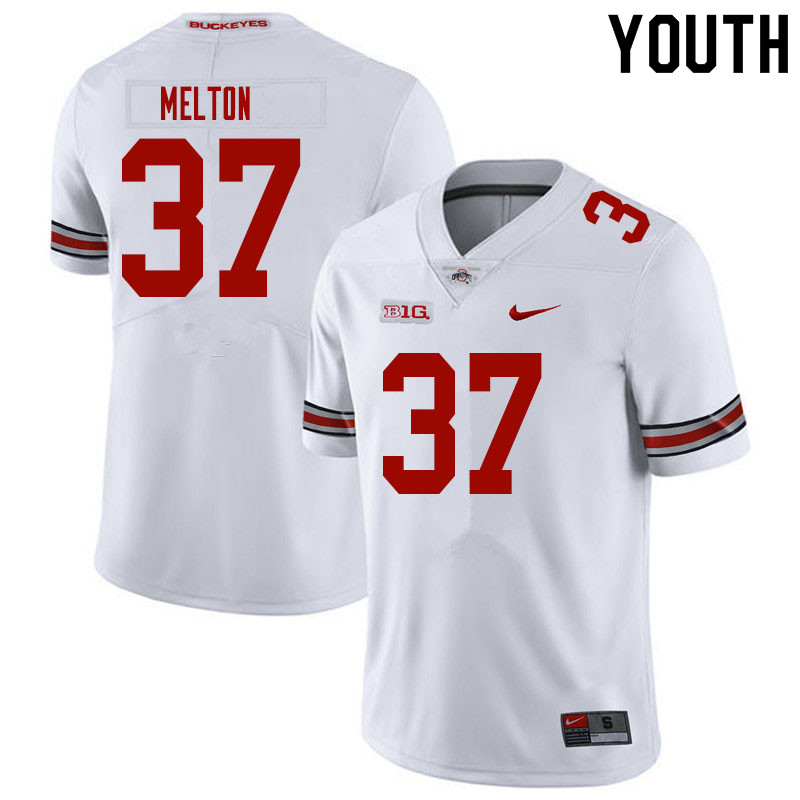 Youth #37 Mitchell Melton Ohio State Buckeyes College Football Jerseys Sale-White